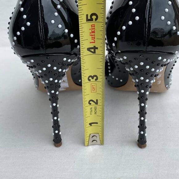 Nicholas Kirkwood Black Patent Leather Chevron Studded Pointed Toe Pump 37/US 7 - Picture 8 of 15
